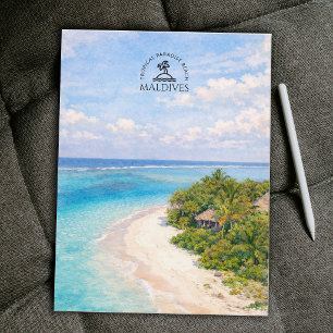 Tropisch Paradijs Strand, Malediven   Waterverf Briefkaart