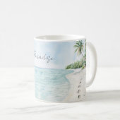 Tropisch Paradijs Strand Palmbomen Koffiemok (Voorkant rechts)