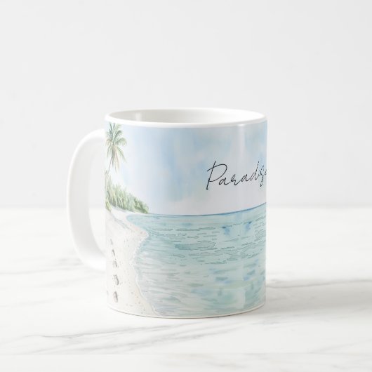 Tropisch Paradijs Strand Palmbomen Koffiemok (Voorkant links)