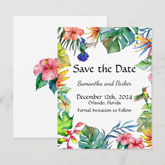 Tropisch Paradijs Thema Save The Date (Voorkant / Achterkant)