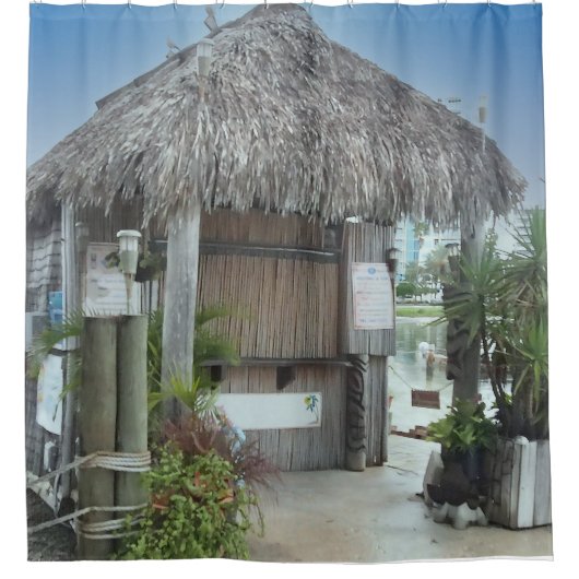 Tropisch paradijs Tiki Hut Douchegordijn (Voorkant)