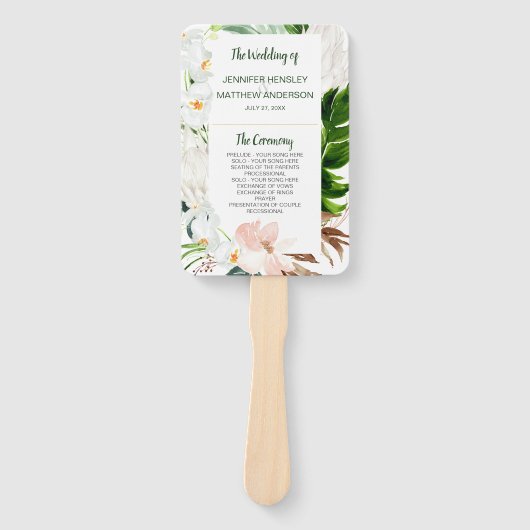 Tropisch Paradijs Tropische Bloemenbruiloft Handwaaier (Voorkant)