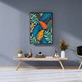 Tropisch Paradijs Veren & Bladerpatroon Poster