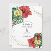 Tropisch Paradijs Vogels Bloemen Huwelijk Kaart (Voorkant)