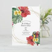 Tropisch Paradijs Vogels Bloemen Huwelijk Kaart (Staand voorkant)