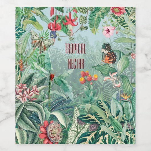 Tropisch paradijs wijn etiket (Enkel label)