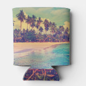 Tropisch paradijs: zee, hotel, strand. blikjeskoeler (Achterkant)