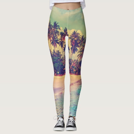 Tropisch paradijs: zee, hotel, strand. leggings (Voorkant)