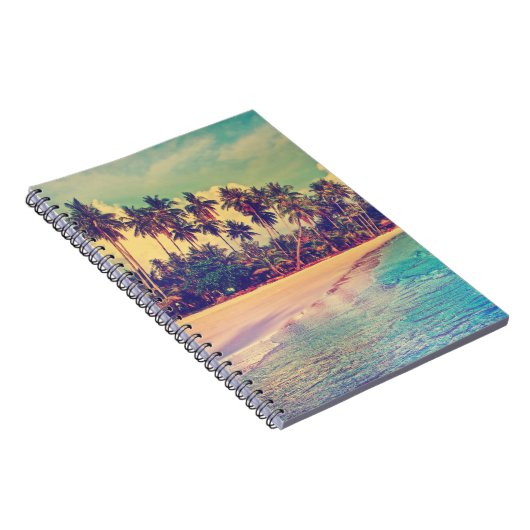 Tropisch paradijs: zee, hotel, strand. notitieboek (Rechterzijde)