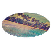 Tropisch paradijs: zee, hotel, strand. snijplank (Hoek)