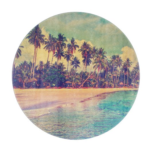 Tropisch paradijs: zee, hotel, strand. snijplank (Voorkant)