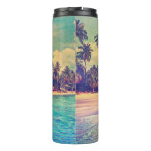 Tropisch paradijs: zee, hotel, strand. thermosbeker (Achterkant)