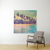 Tropisch paradijs: zee, hotel, strand. wandkleed (In situ)