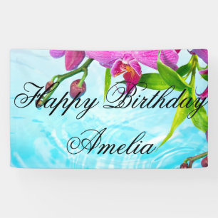 tropisch paradijs, zen, vrede, orchidee, blauw spandoek