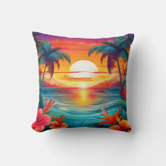 Tropisch paradijs zonsondergang kussen (Voorkant)