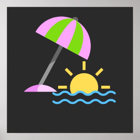 Tropisch paradijs zonsondergangspictogram poster (Voorkant)