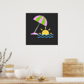 Tropisch paradijs zonsondergangspictogram poster (Keuken)
