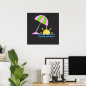 Tropisch paradijs zonsondergangspictogram poster (Thuiskantoor)