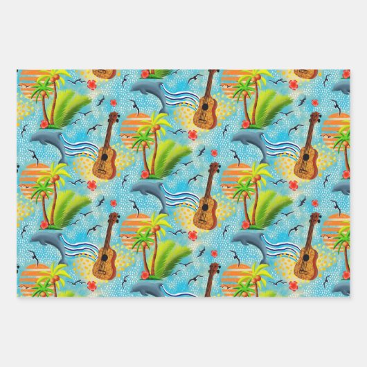 Tropisch paradijsblauw groen inpakpapier vel (Voorkant 3)