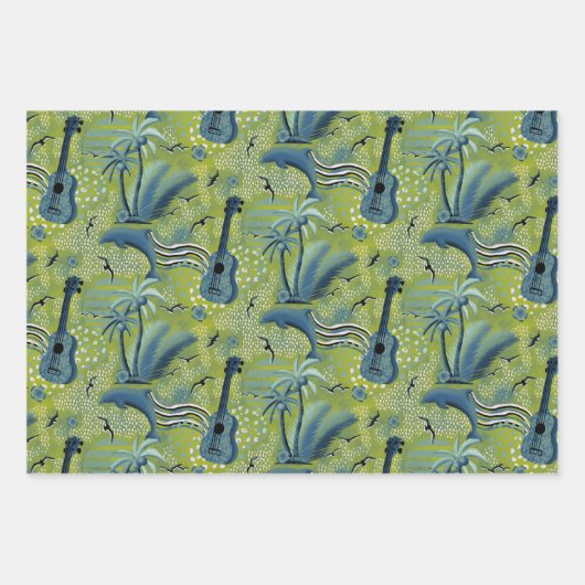 Tropisch paradijsblauw groen inpakpapier vel (Voorkant 2)
