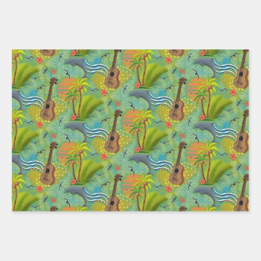 Tropisch paradijsblauw groen inpakpapier vel (Voorkant)