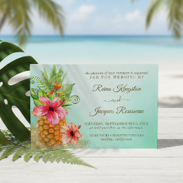 Tropisch paradijse ananas Floral Bouquet Wedding Kaart
