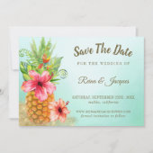 Tropisch paradijse ananas Floral Bouquet Wedding Save The Date (Voorkant)