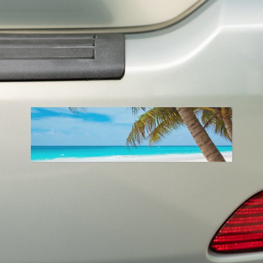 Tropisch paradijsstrand bumpersticker (Op auto)