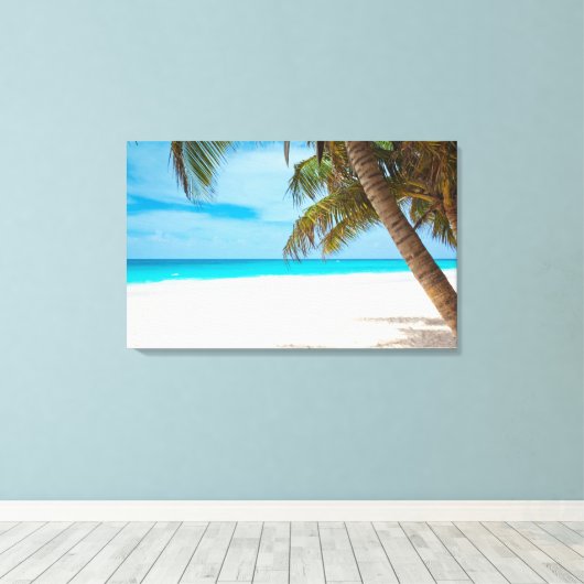 Tropisch paradijsstrand canvas afdruk (Insitu (Houten vloer))