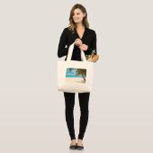 Tropisch paradijsstrand grote tote bag (Voorkant (model))