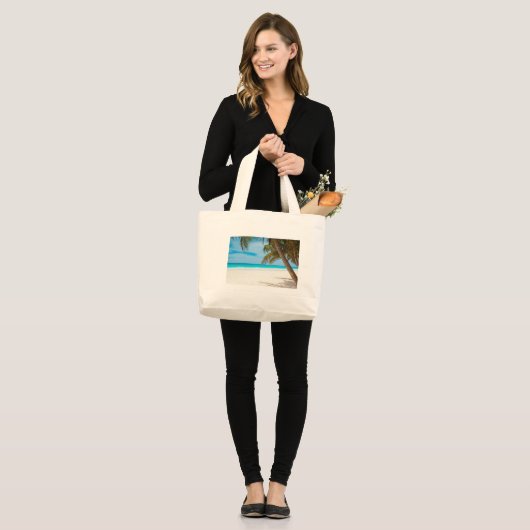 Tropisch paradijsstrand grote tote bag (Voorkant (model))