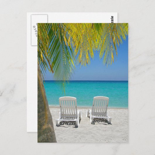 Tropisch paradijsstrand in het Caribisch gebied Briefkaart (Voorkant / Achterkant)