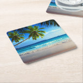 Tropisch paradijsstrand kartonnen onderzetters (Schuin)