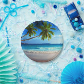 Tropisch paradijsstrand papieren bordje (Feest)