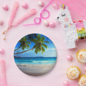 Tropisch paradijsstrand papieren bordje (Feest)