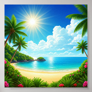 Tropisch paradijsstrand poster