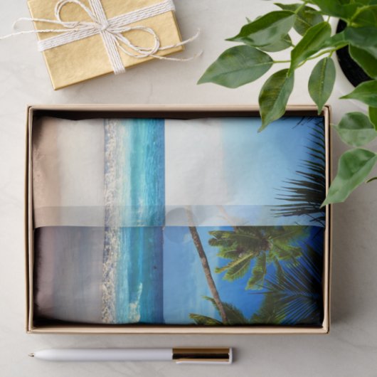 Tropisch paradijsstrand tissuepapier (Geschenk)