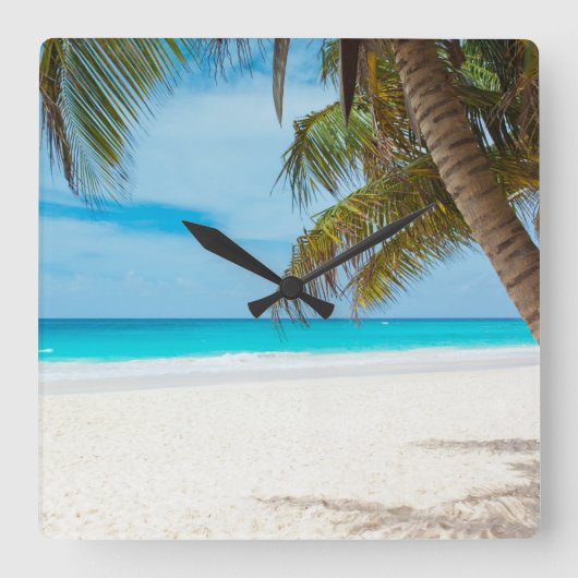 Tropisch paradijsstrand vierkante klok (Voorkant)