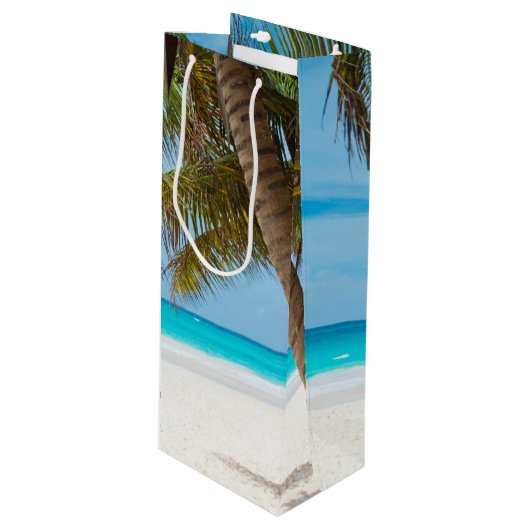 Tropisch paradijsstrand wijn cadeautas (Voorkant Gekanteld)