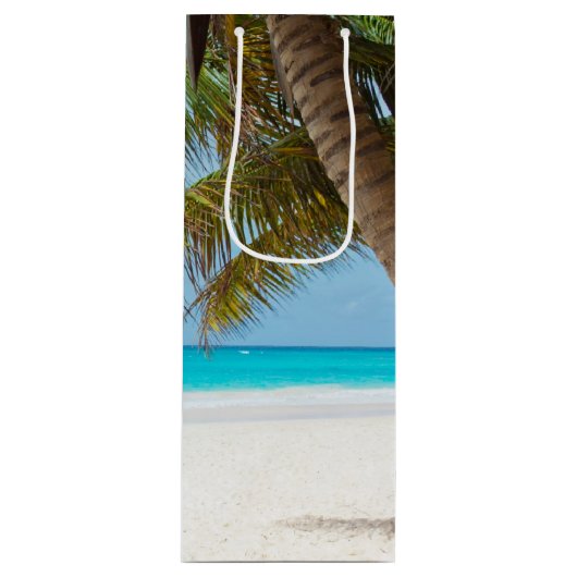 Tropisch paradijsstrand wijn cadeautas (Voorkant)