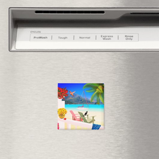 Tropisch paradise 2-inch vierkant magneet (Insitu (Vaatwasser))