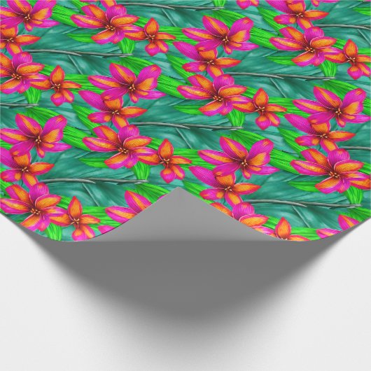 Tropisch paradise Floral Pattern Cadeaupapier (Hoek)