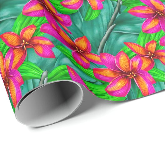 Tropisch paradise Floral Pattern Cadeaupapier (Rol Hoek)