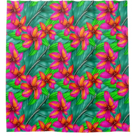 Tropisch paradise Floral Pattern Douchegordijn (Voorkant)