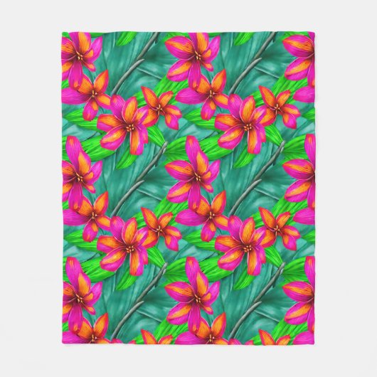 Tropisch paradise Floral Pattern Fleece Deken (Voorkant)