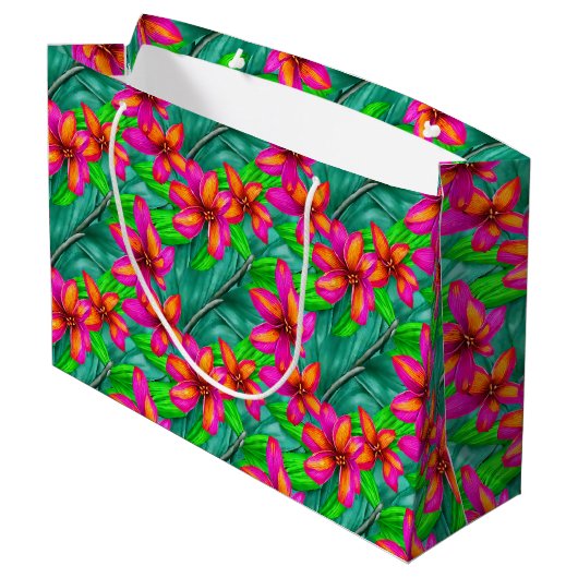 Tropisch paradise Floral Pattern Groot Cadeauzakje (Achterkant Gekanteld)
