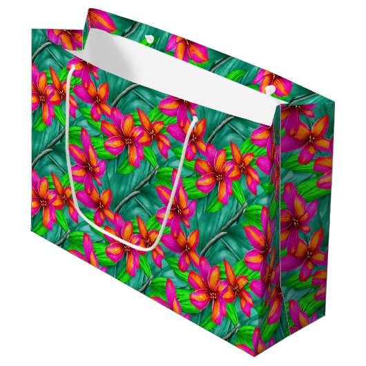 Tropisch paradise Floral Pattern Groot Cadeauzakje (Voorkant Gekanteld)