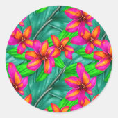 Tropisch paradise Floral Pattern Ronde Sticker (Voorkant)