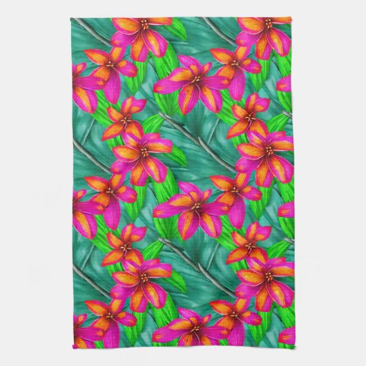 Tropisch paradise Floral Pattern Theedoek (Verticaal)