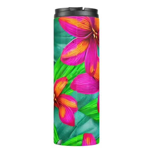 Tropisch paradise Floral Pattern Thermosbeker (Achterkant)